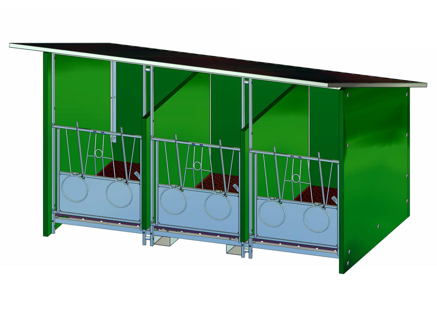 Kälberhütte "Diana" für 3 Kälber (jeweils, 100cm x 170cm) kompletter Bausatz